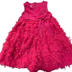 Princess Faith Kids Girls Red Satin‎ Bow Petal Flower Dress Size 4